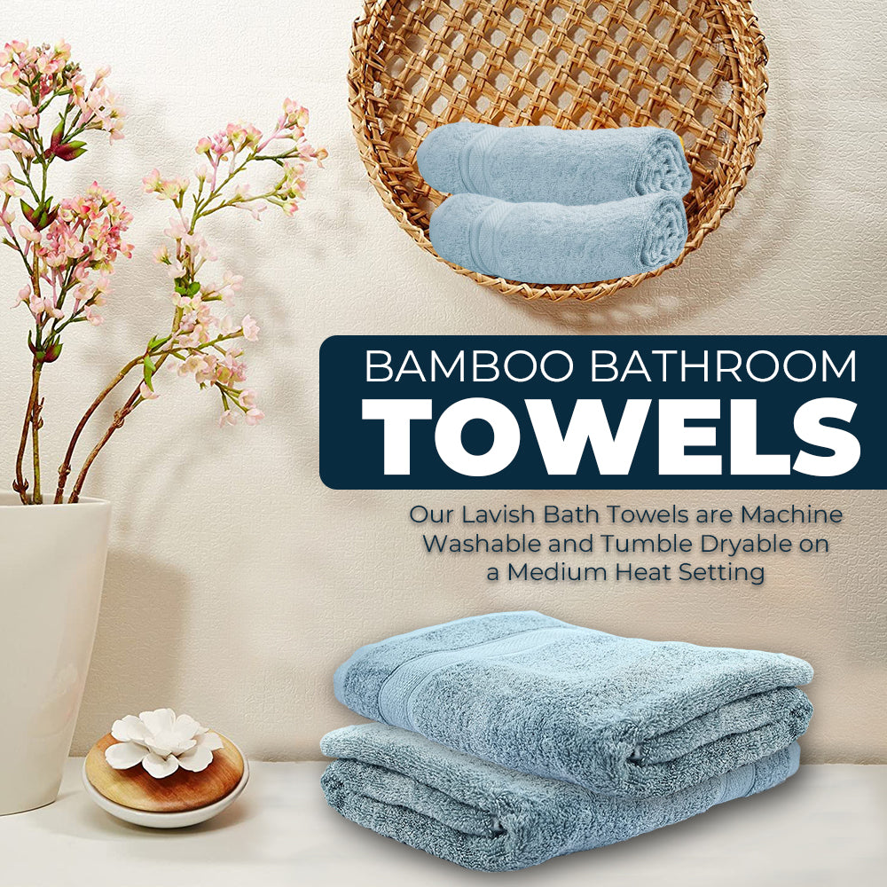 Combo Bamboo Bath Towel + Bamboo Hand Towel Light Grey 600 GSM