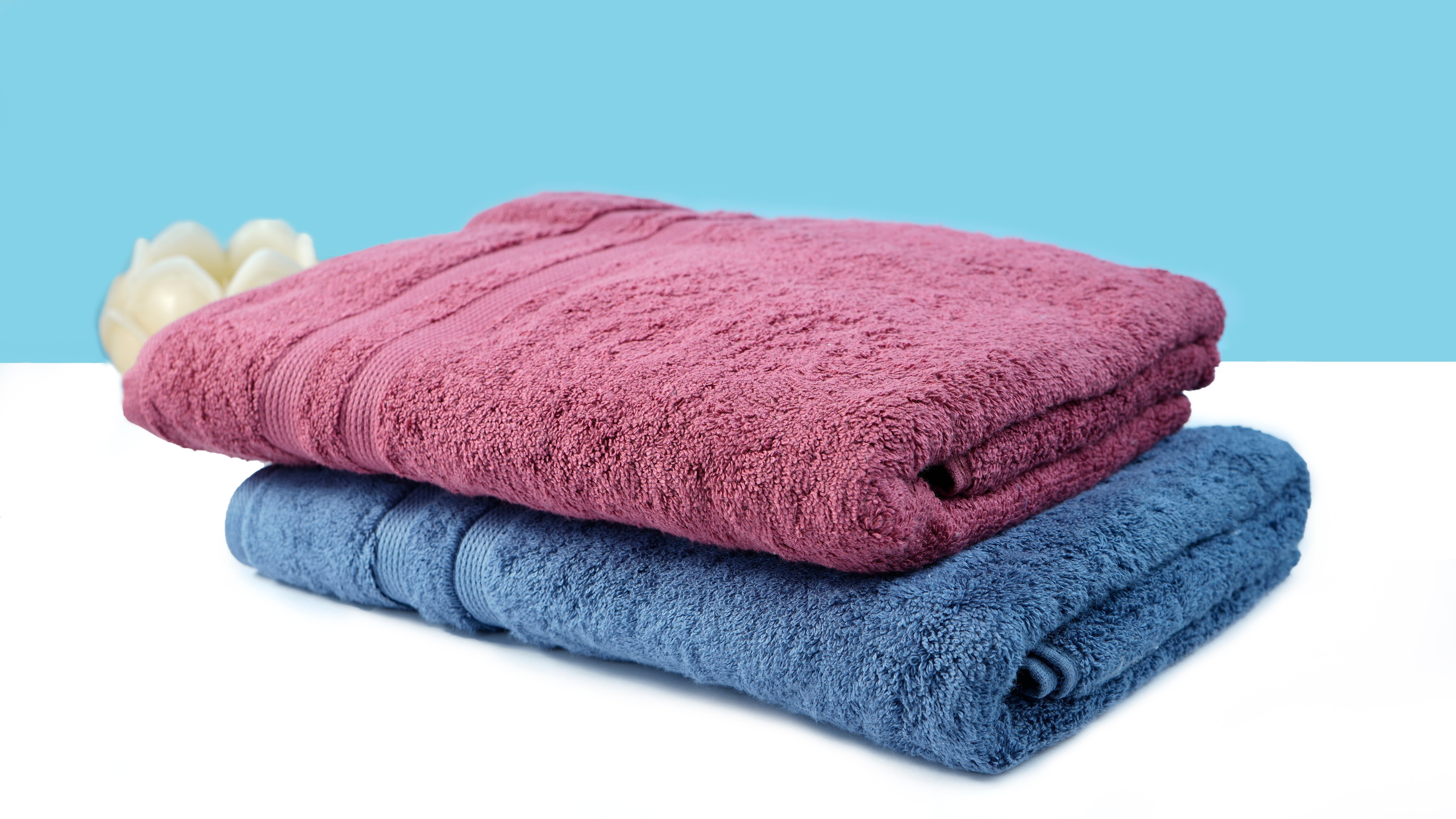 Magenta and Blue Terry Bath Towels 600 GSM