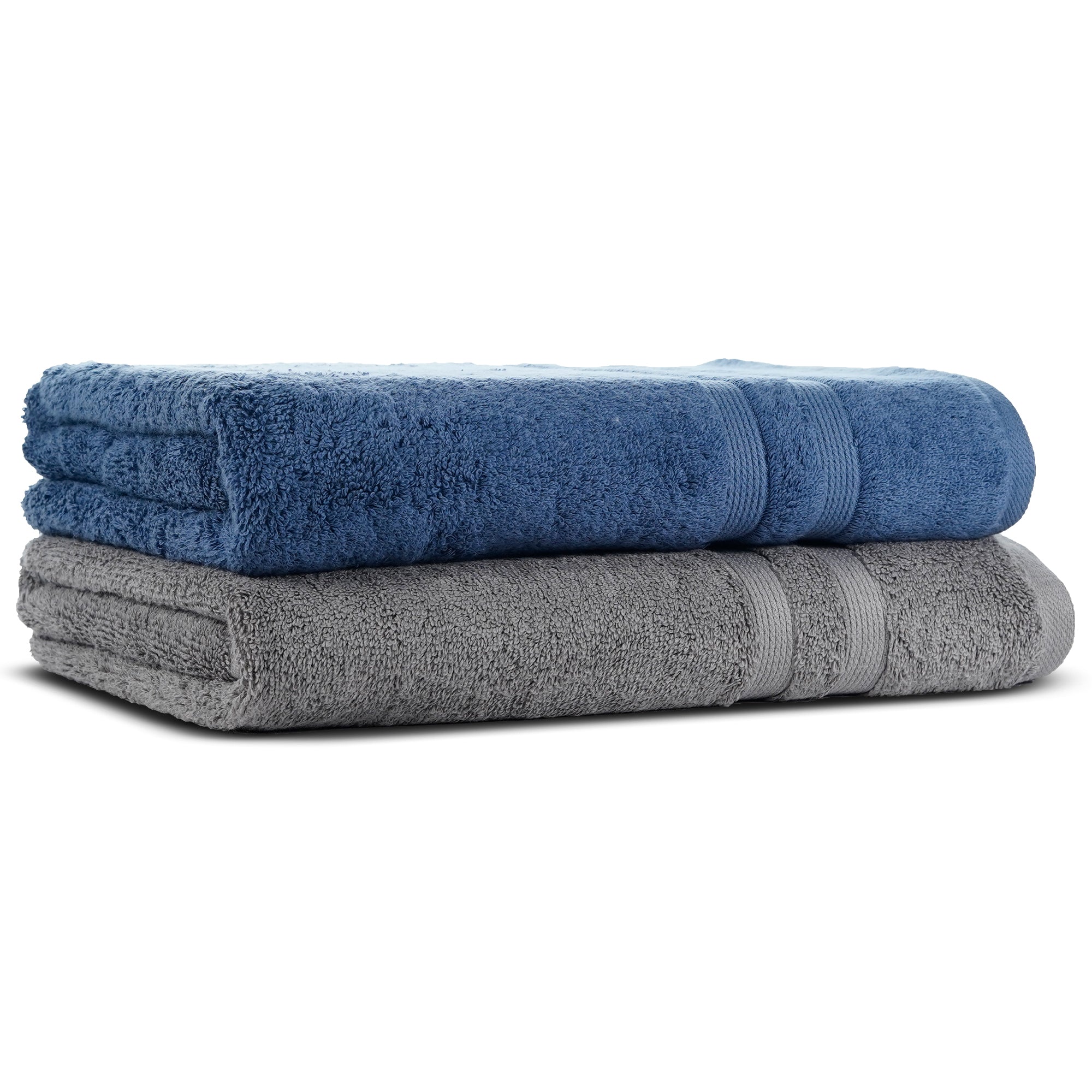 Grey and Blue Terry Bath Towel 600 GSM