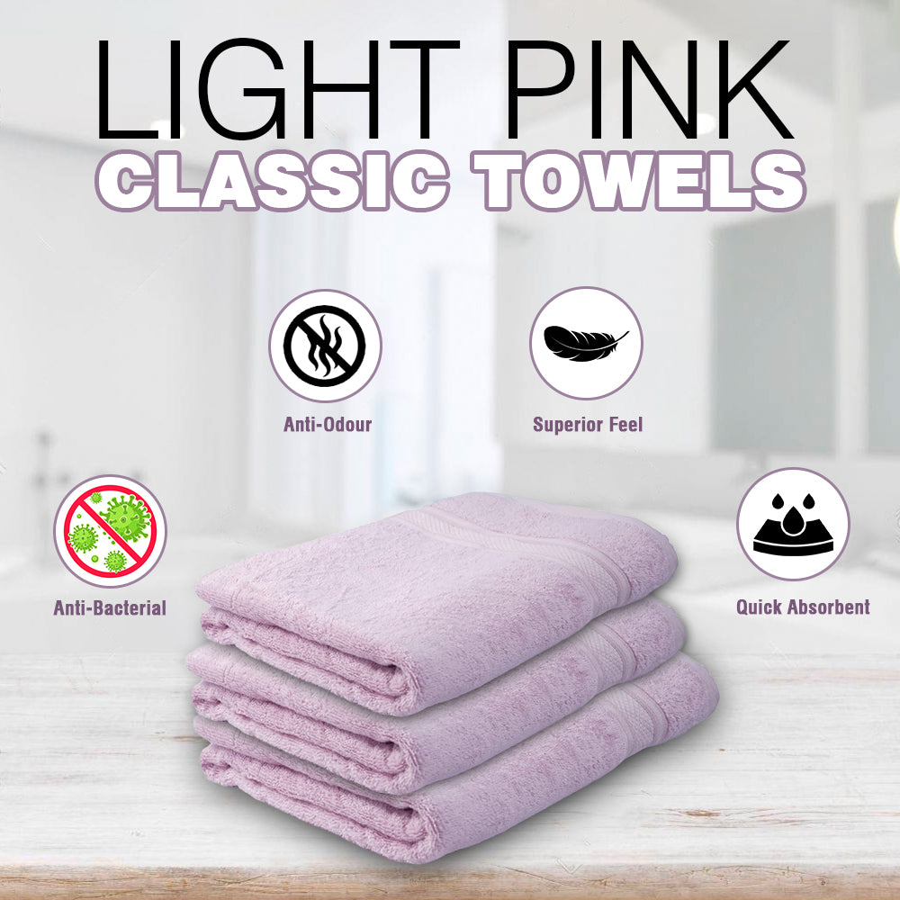 Combo Bamboo Bath + Hand Towel Pink 600 GSM