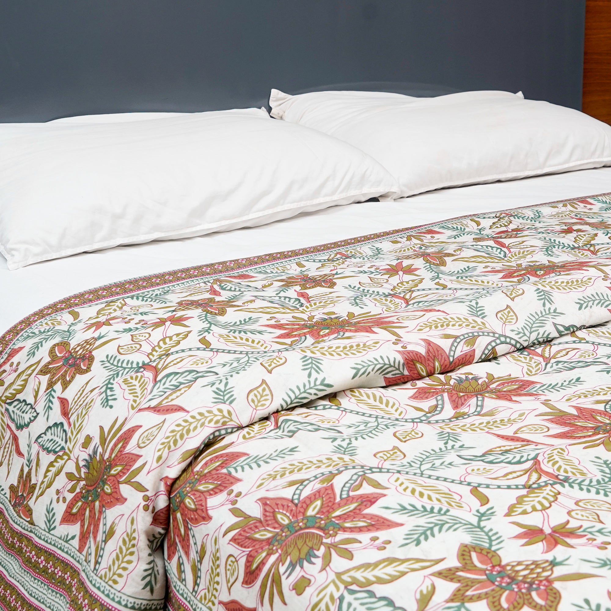 Inizio Pure Cotton Reversible Dohar Hand-Blocked floral Printed Double Bed A/C Blanket Soft & Breathable