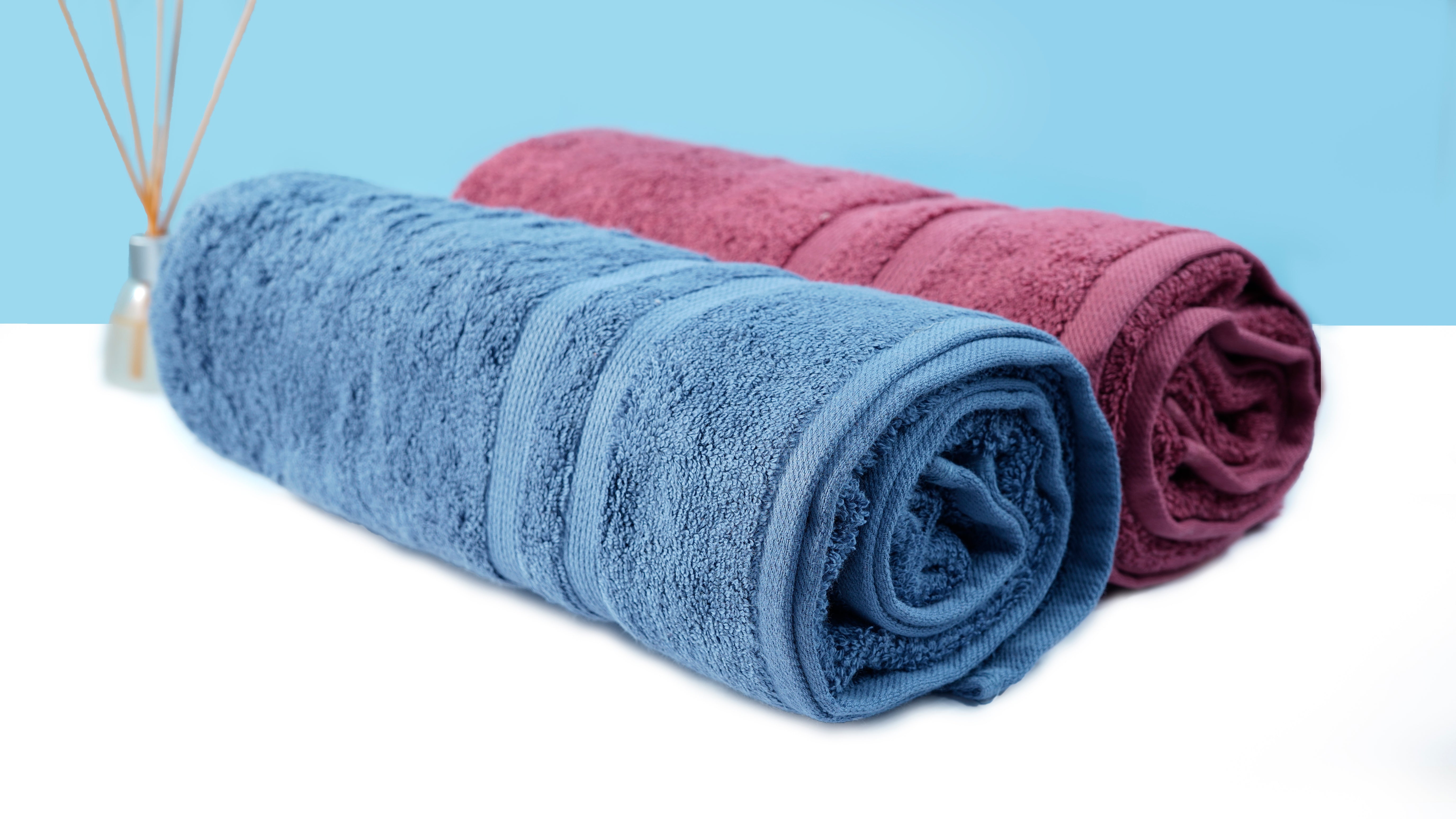 Magenta and Blue Terry Bath Towels 600 GSM