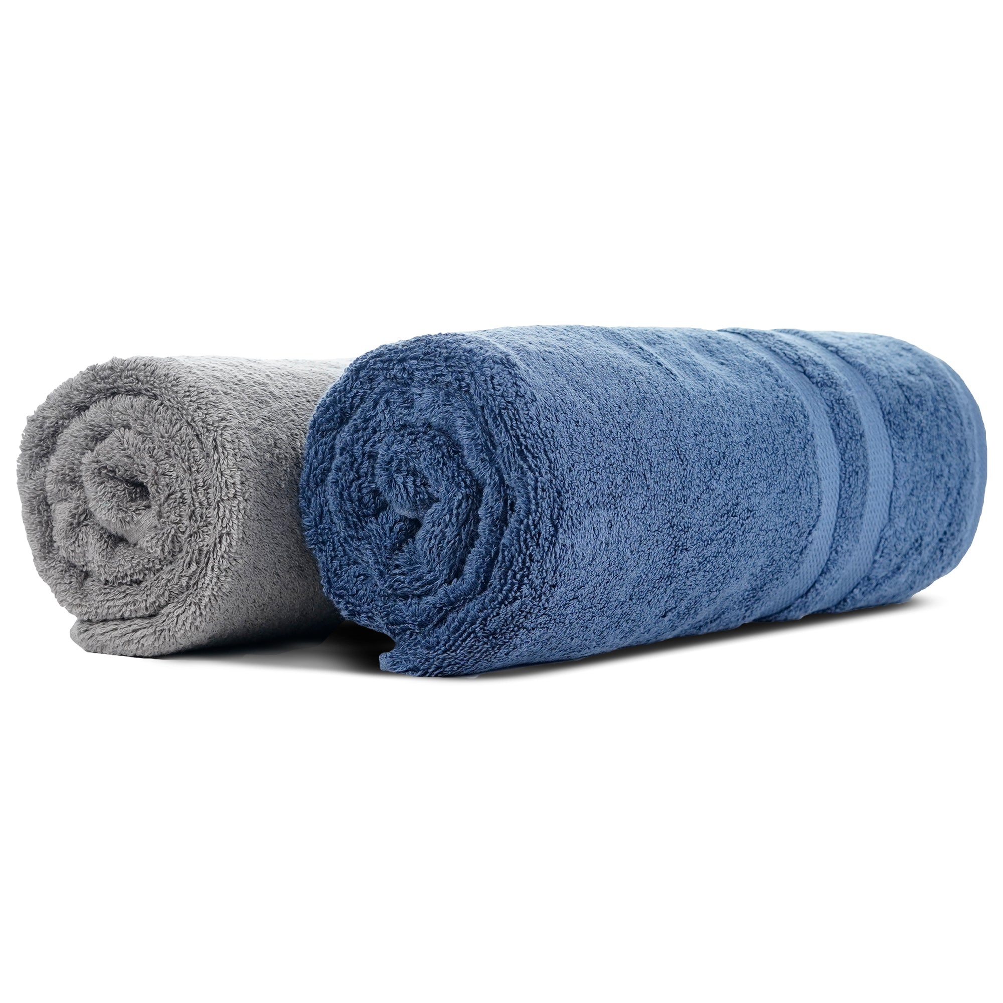 Grey and Blue Terry Bath Towel 600 GSM