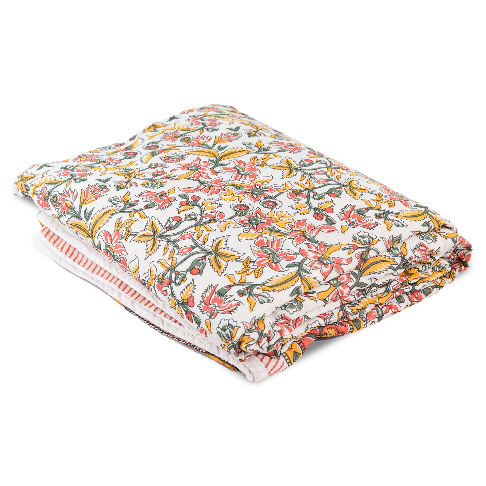 Inizio Cotton Lightweight Reversible Double Bed Dohar Jaipuri Floral Printed AC Blanket All Season Duvet Comforter