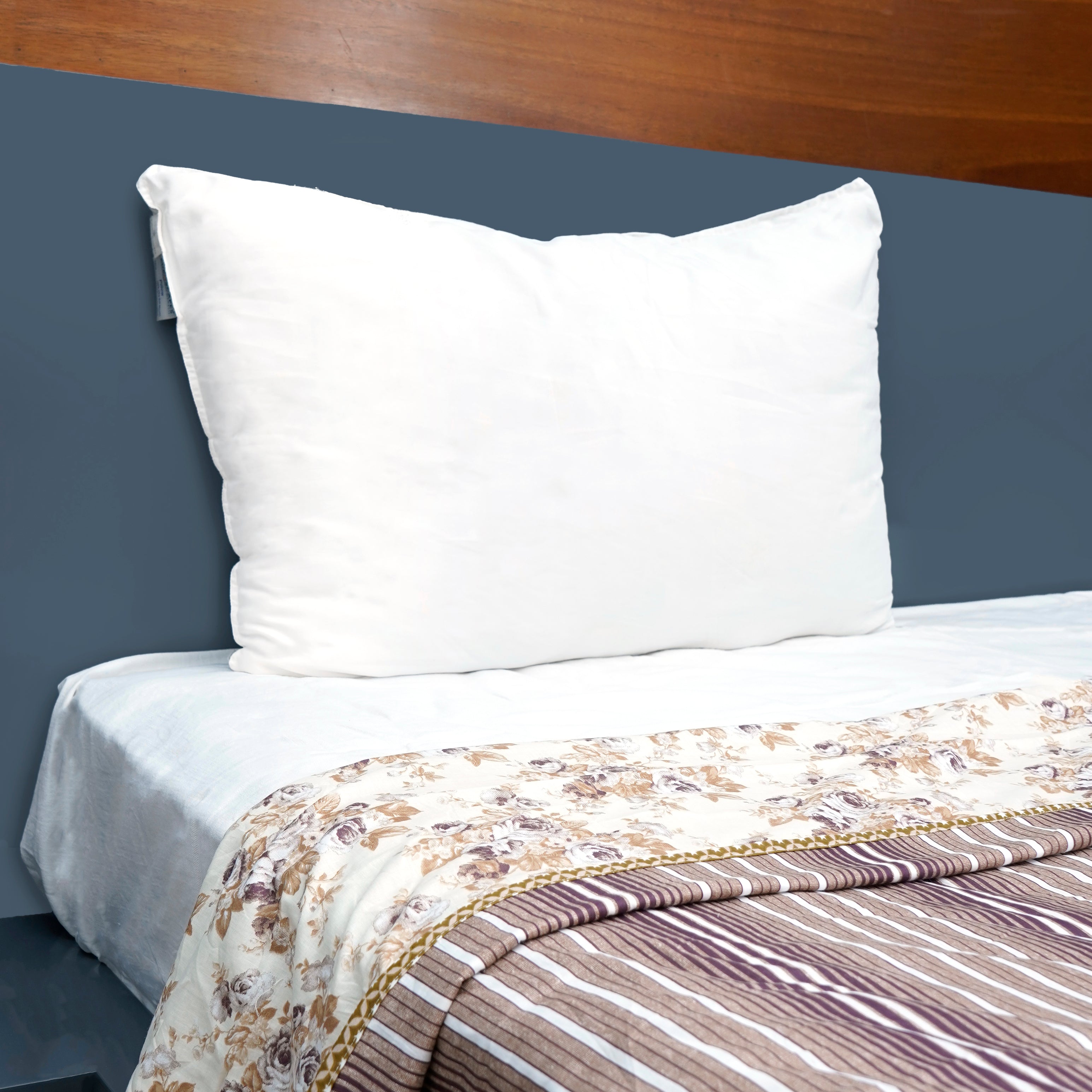 100% Cotton Reversible Single Dohar/AC Blankets 200 GSM with Brown stripes and Floral prints