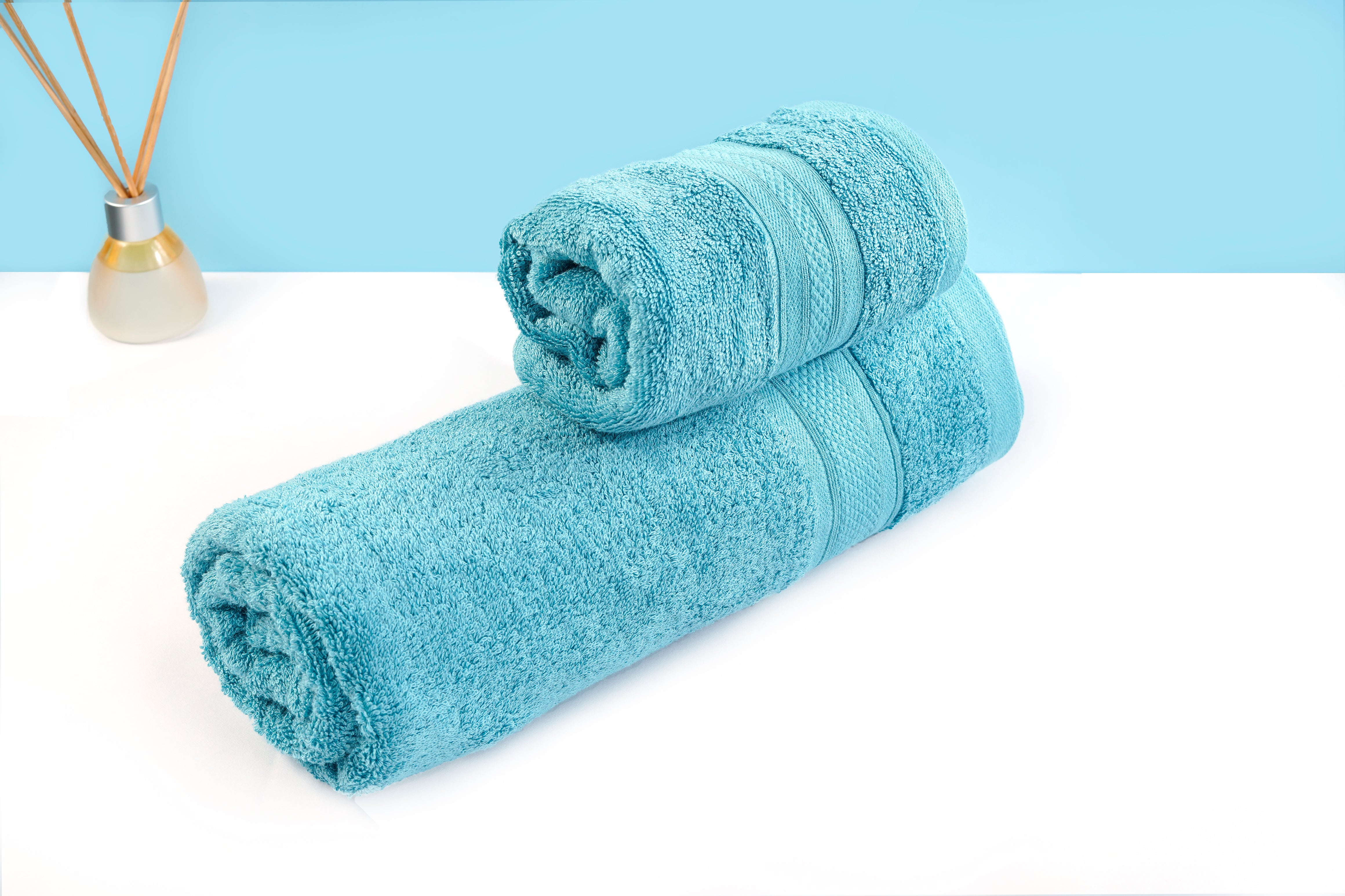 Combo Bamboo Bath Towel + Bamboo Hand Towel Sky Blue 600 GSM