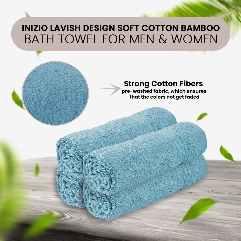 Combo Bamboo Bath Towel + Bamboo Hand Towel Sky Blue 600 GSM