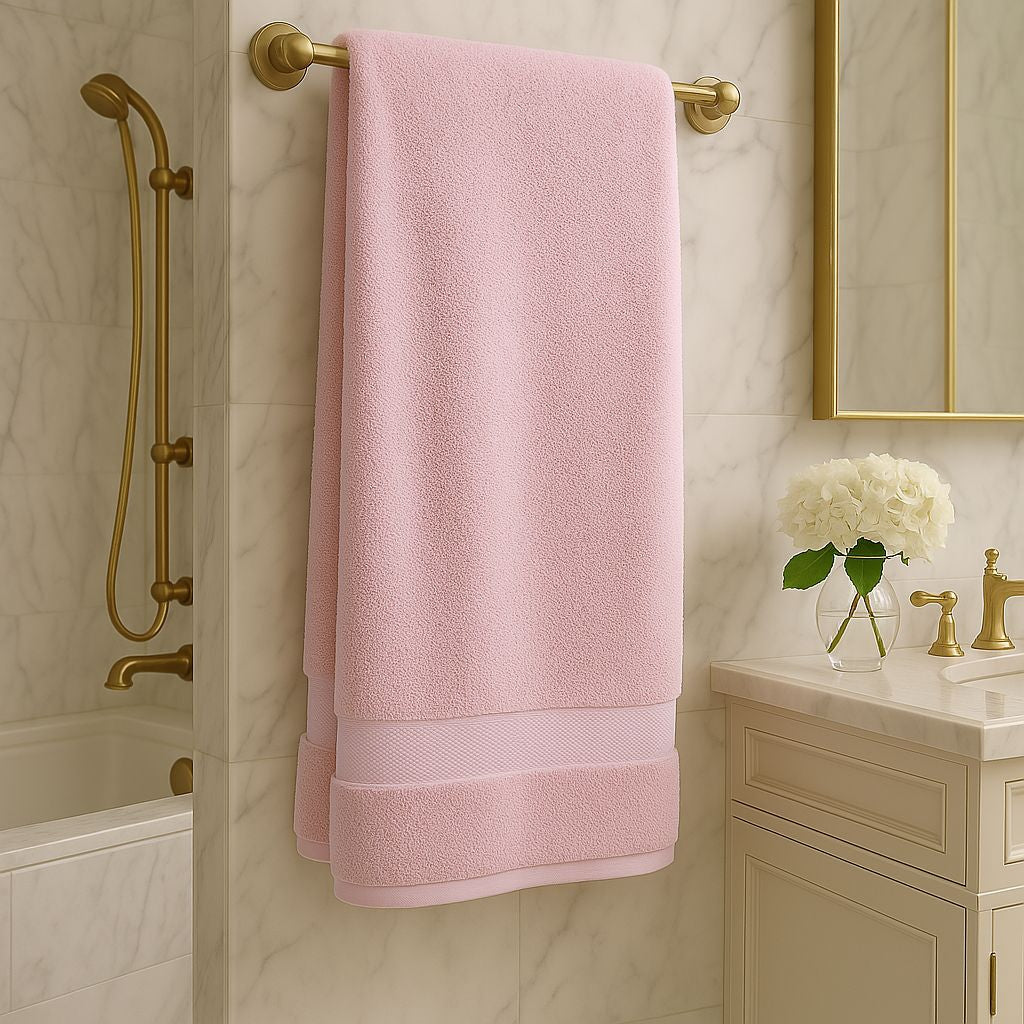 Combo Bamboo Bath + Hand Towel Pink 600 GSM