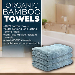 Combo Bamboo Bath Towel + Bamboo Hand Towel Light Grey 600 GSM