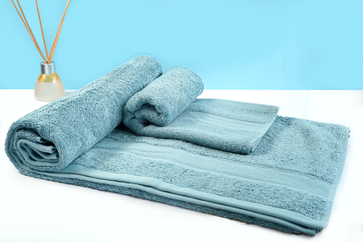 Combo Bamboo Bath Towel + Bamboo Hand Towel Light Grey 600 GSM