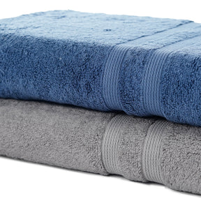 Grey and Blue Terry Bath Towel 600 GSM
