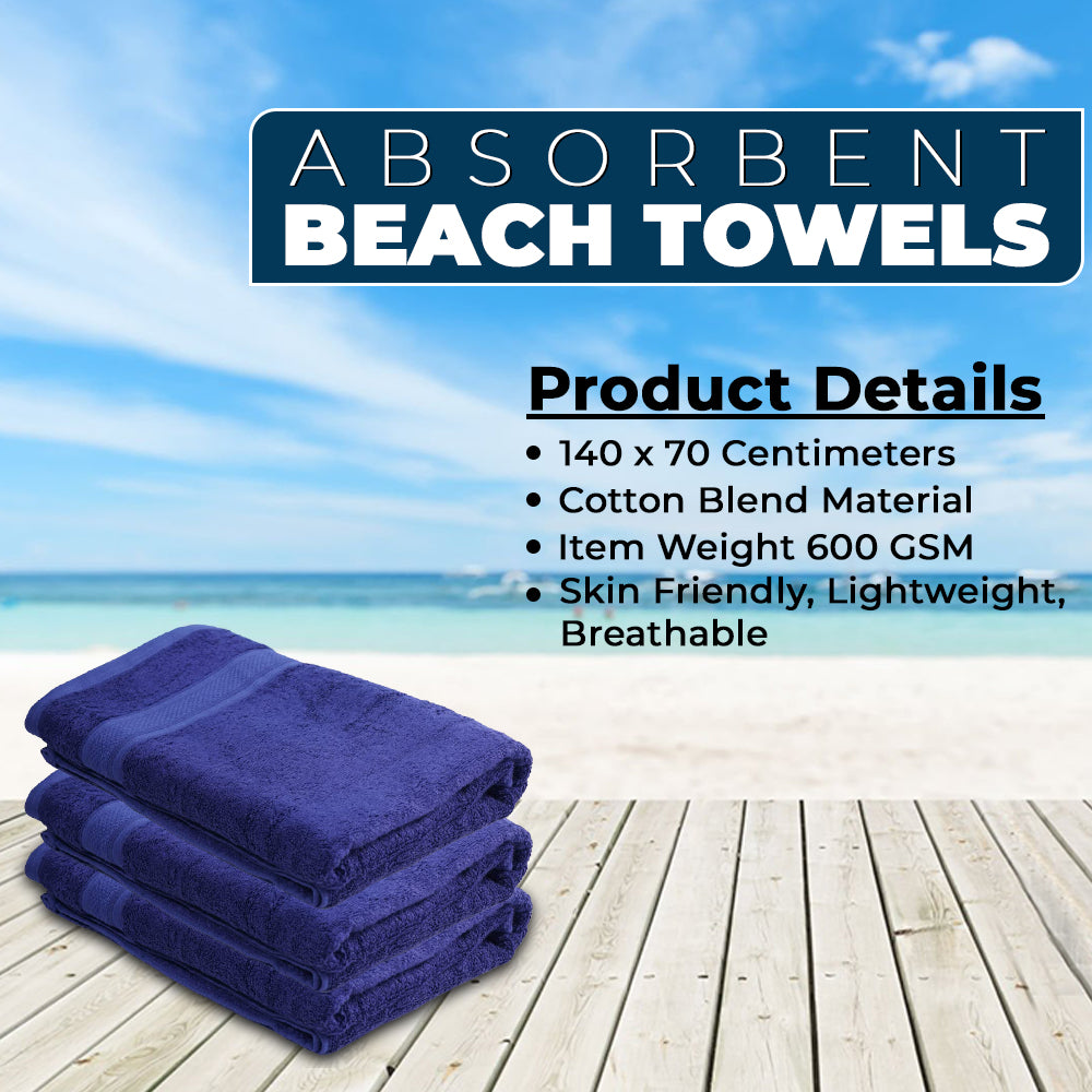 Combo Bamboo Bath Towel + Hand Towel Royal Blue 600 GSM