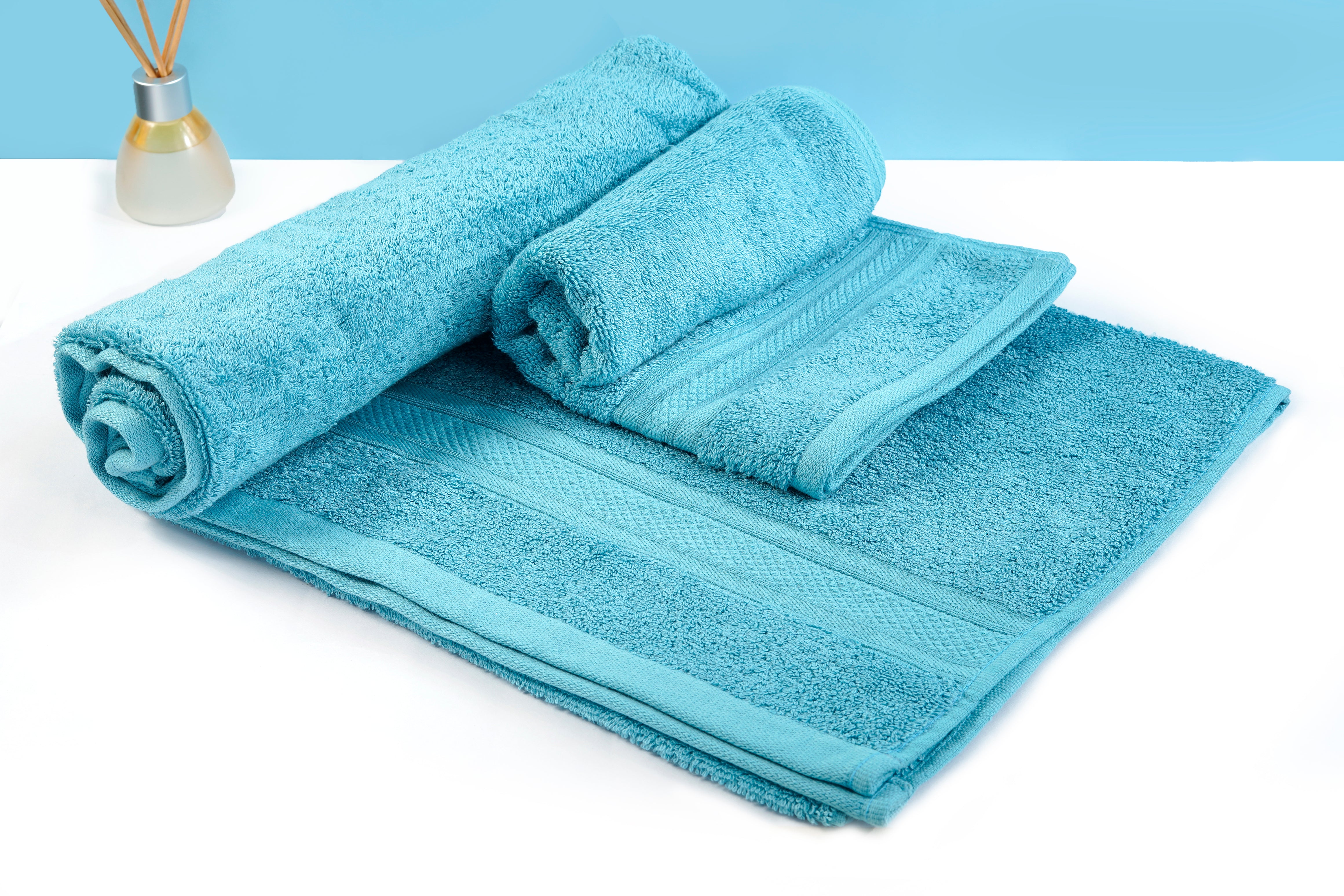 Combo Bamboo Bath Towel + Bamboo Hand Towel Sky Blue 600 GSM