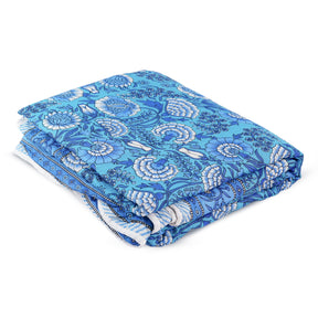 Inizio Cotton Soft Rajasthani Jaipuri Printed Reversible Dohar for Queen Size Bed, Lightweight Blanket for Bedroom, Living Room or Gift (Blue and White)