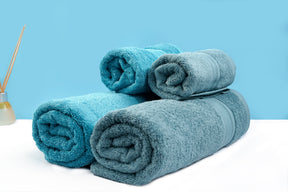 Combo Bamboo Bath Towel + Bamboo Hand Towel Sky Blue 600 GSM