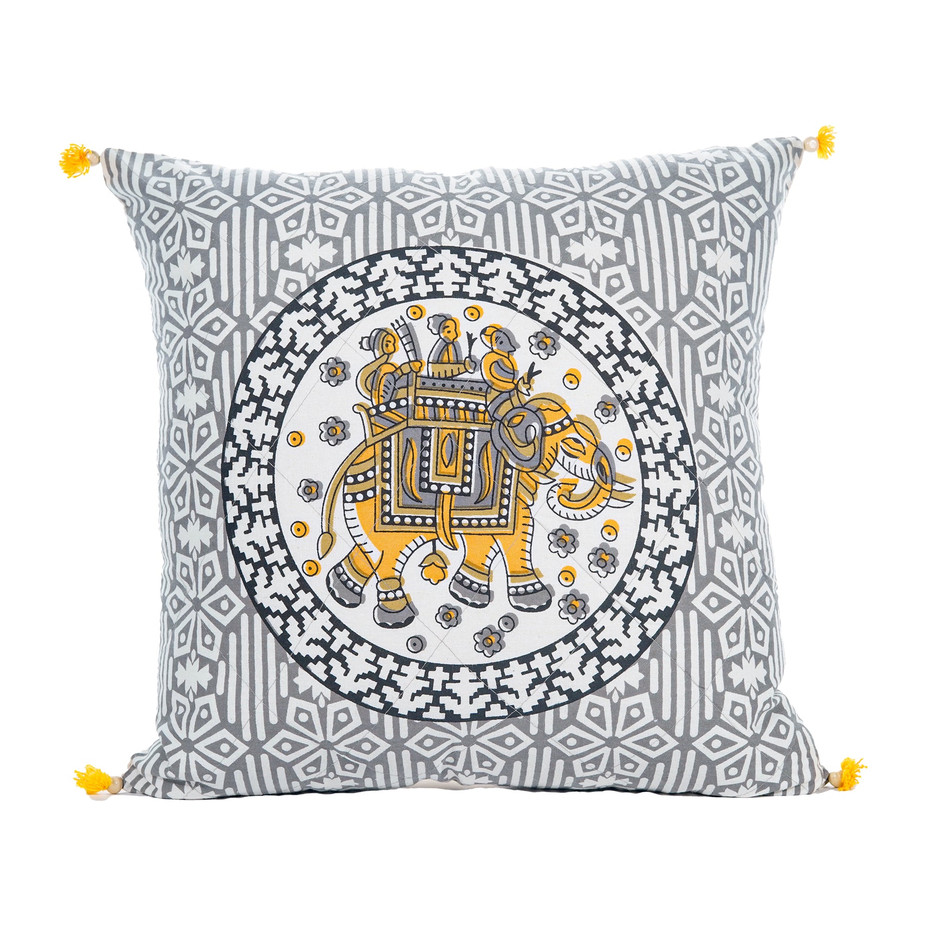 Inizio Jaipuri Hand Block Unique Traditional Print Cushions Covers with Zip Closer Luxurious Colorful Ethnic Decorative Cotton Square Pillow Cover for Sofa & Home Decoration