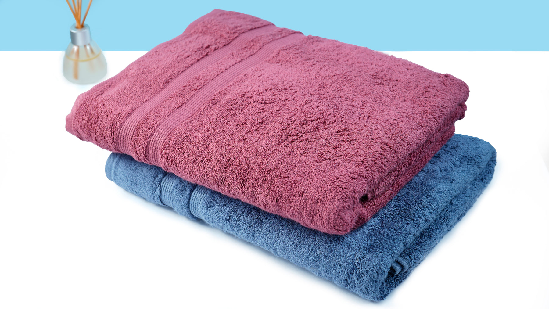 Magenta and Blue Terry Bath Towels 600 GSM