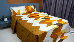 Geometric printed 100% Cotton King Size Double Bedsheet with two pillow covers
