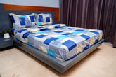 Square Print Queen Size Cotton Bedsheet comes with 2 Pillow Covers, Ultra Soft Lightweight & Wrinkle Free