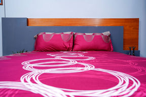 Wave pattern in wine colour shade 100% cotton king size double Bed sheet with two pillow covers