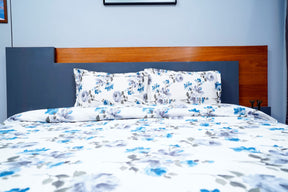 White Big Floral Printed King Size Bed sheet with 2 Pillow Covers Ultra Soft Extra Comfort Smooth Texture