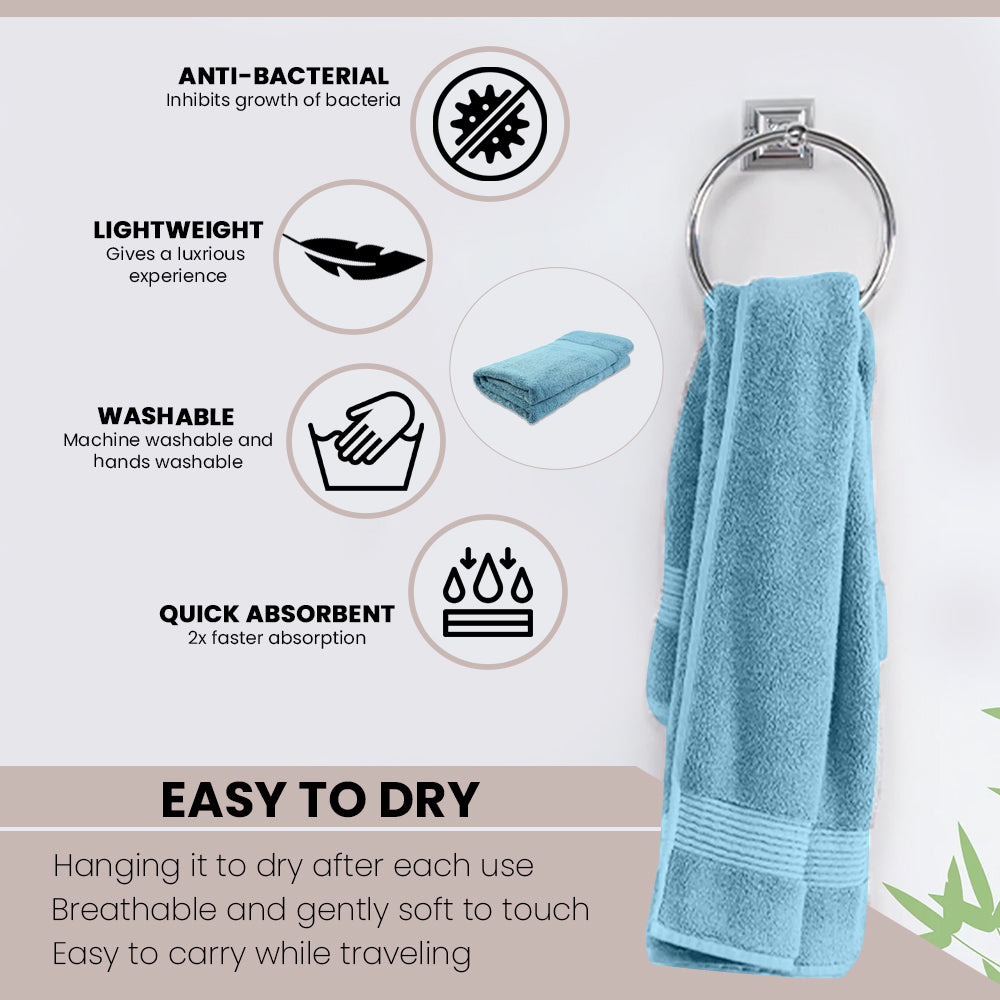 Combo Bamboo Bath Towel + Bamboo Hand Towel Sky Blue 600 GSM